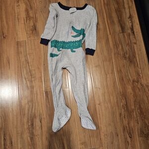 Carter's Gray and Green Alligator Footie 14 Months